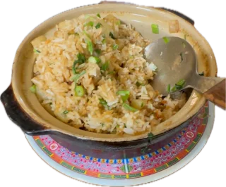Kohlrabi and pork clay pot rice